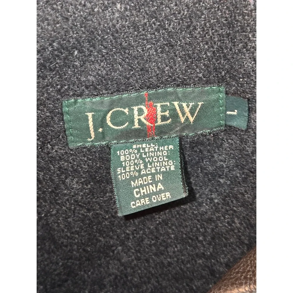 J Crew Vintage Mens Brown Leather Button Front Lined Jacket Size‎ L